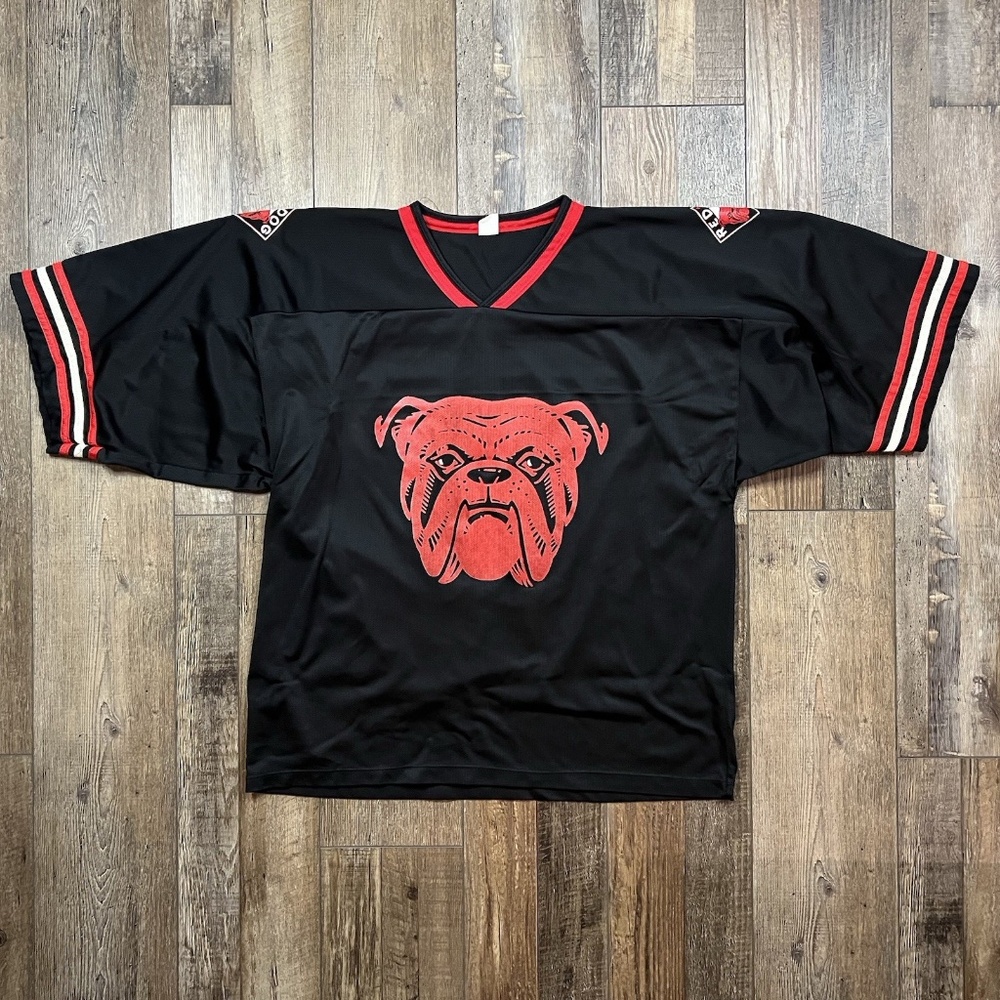 VINTAGE Red Dog Beer Jersey Men's Large Black Red Athletic Apparel Made in USA